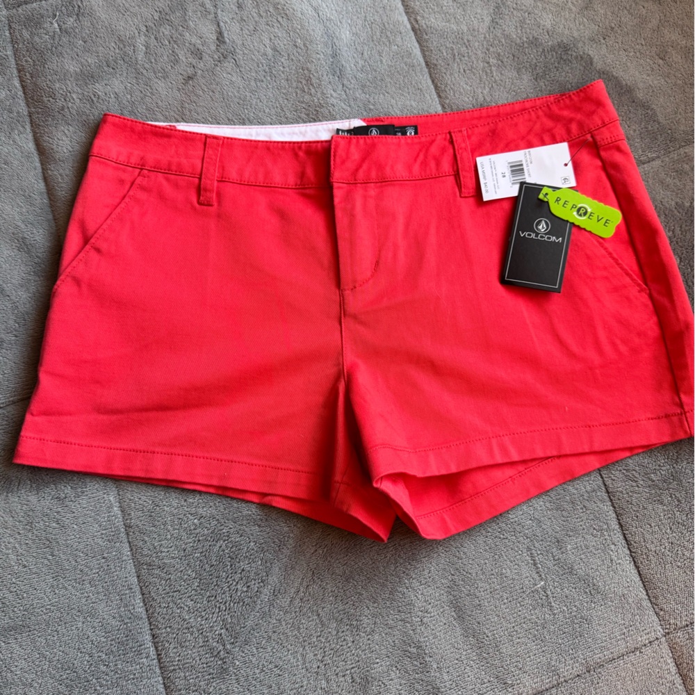 Volcom Red Flat Front Shorts Vibrant Style